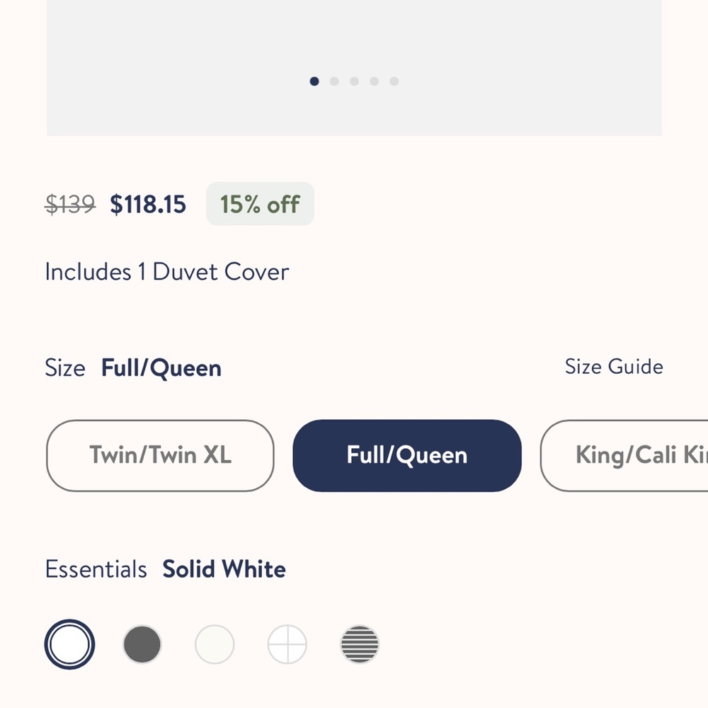 White Brooklinen Classic Duvet Cover for Full/Queen.